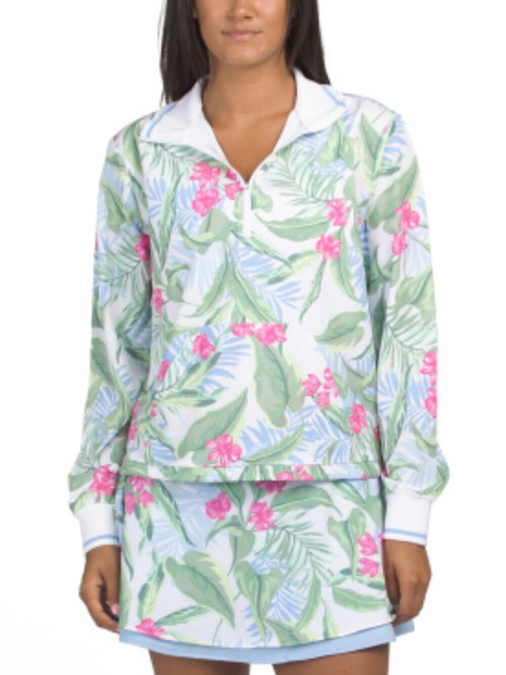 NWT Tommy Bahama Women's Long Sleeve Half Zip Jacket With Kangaroo Pocket L